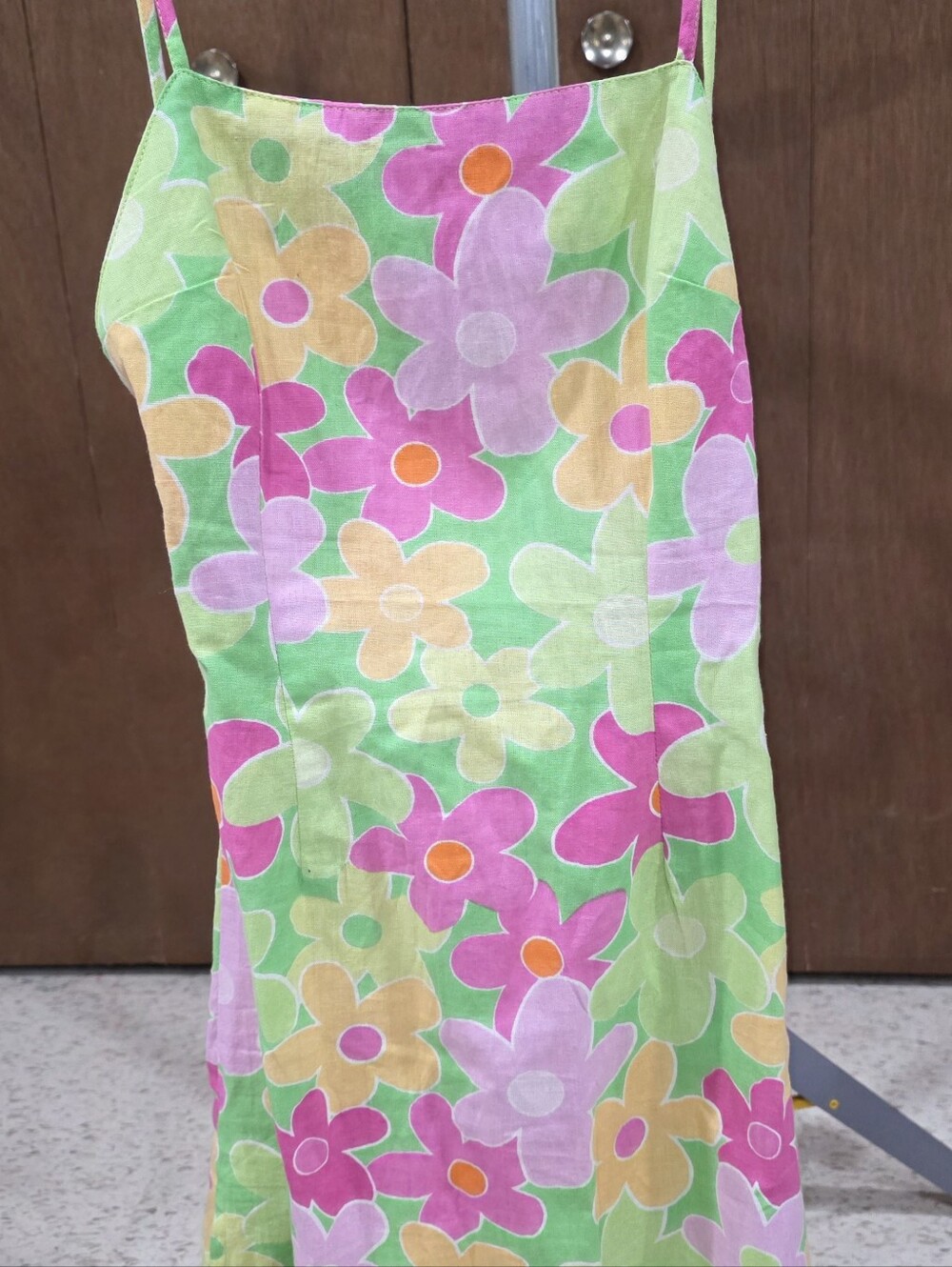 ASOS Green Floral Slip Dress with Pink, Purple & Yellow Flowers